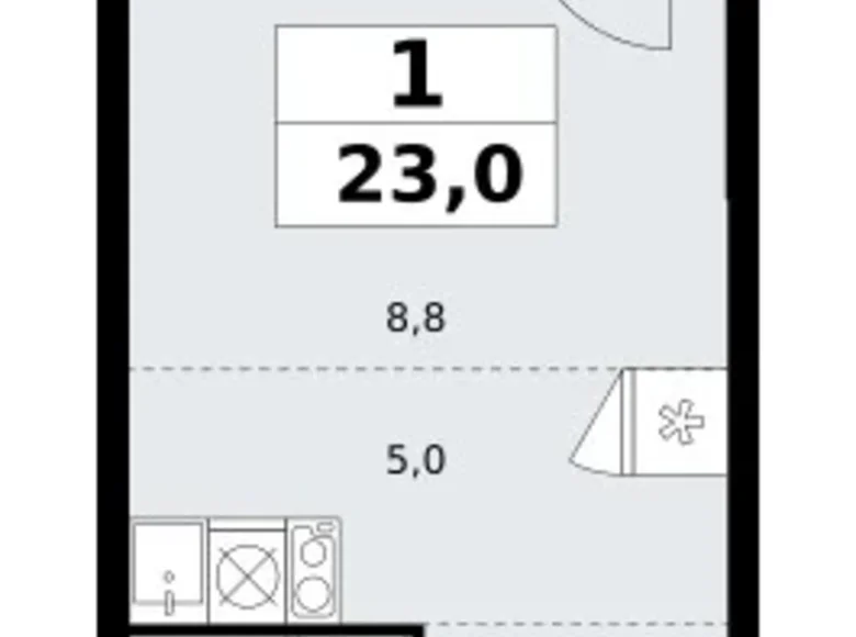 1 room apartment 23 m² poselenie Sosenskoe, Russia