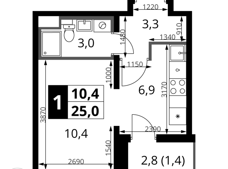 Studio 1 chambre 25 m² Khimki, Russie