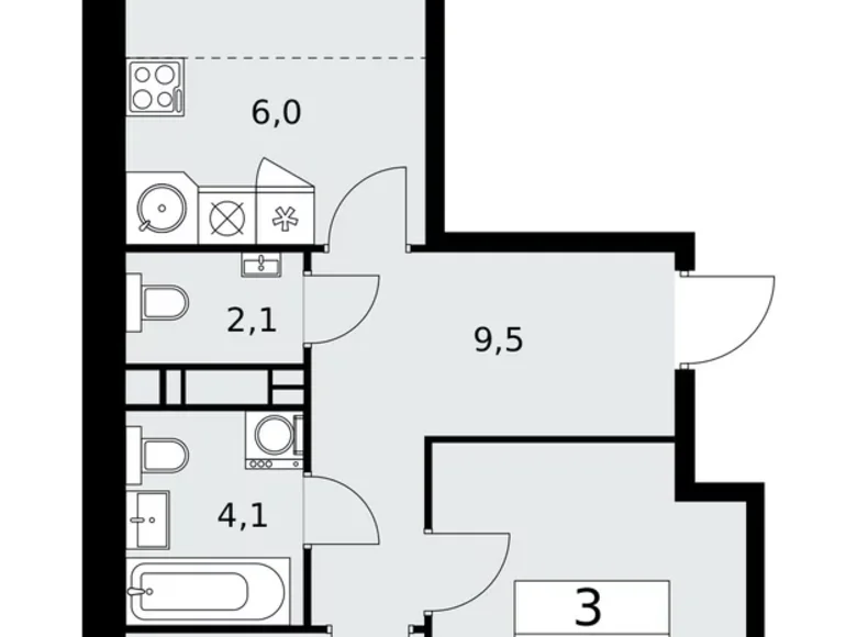 Appartement 3 chambres 59 m² Moscou, Fédération de Russie