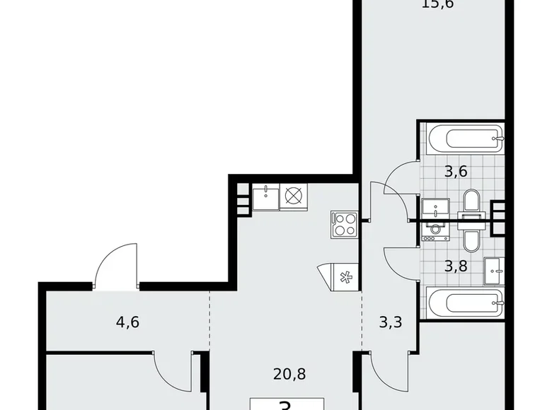 Wohnung 3 Zimmer 76 m² poselenie Desenovskoe, Russland