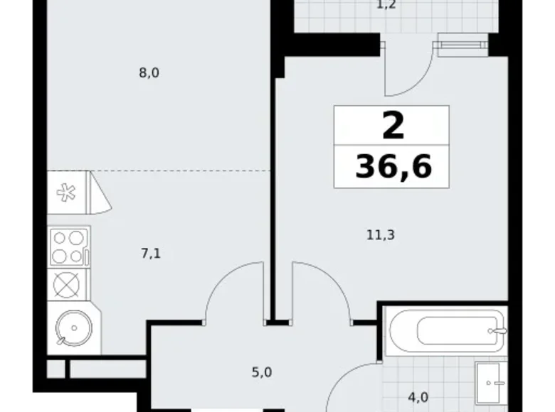 Apartamento 2 habitaciones 37 m² Postnikovo, Rusia