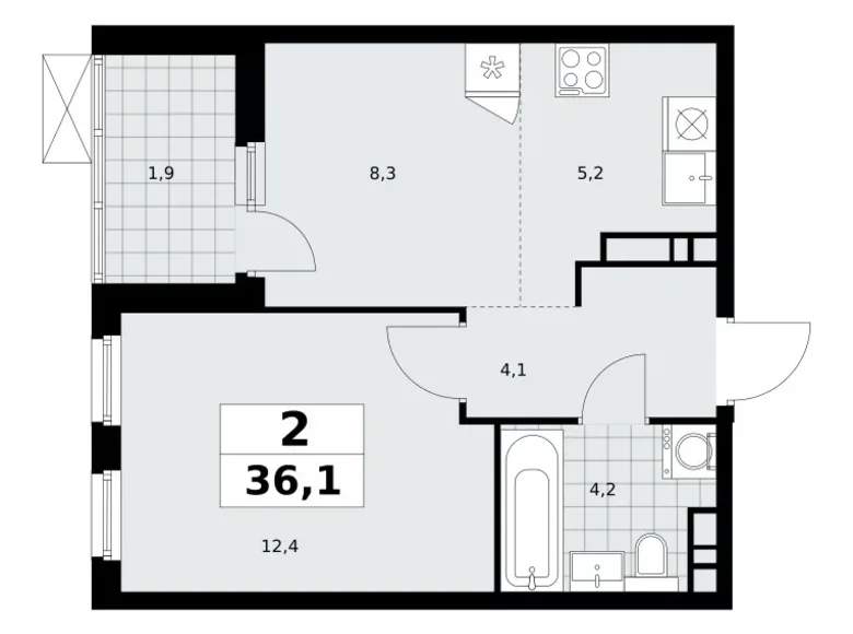 Apartamento 2 habitaciones 36 m² Moscú, Rusia