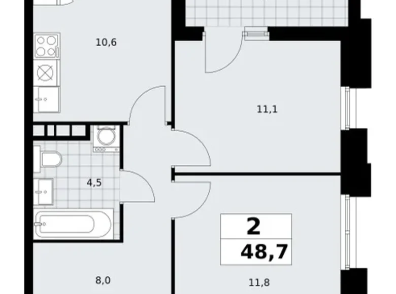 Квартира 2 комнаты 49 м² поселение Сосенское, Россия