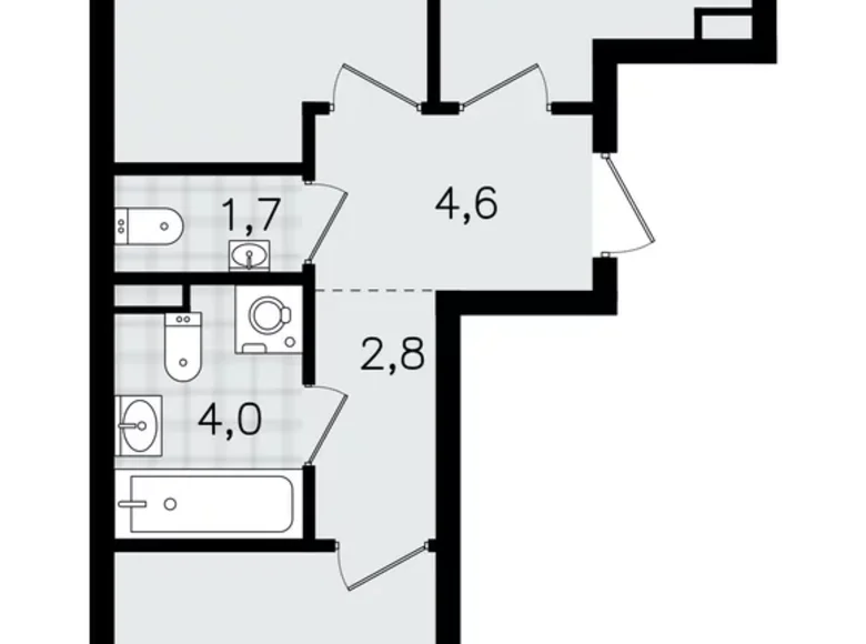 Квартира 2 комнаты 54 м² Всеволожск, Россия