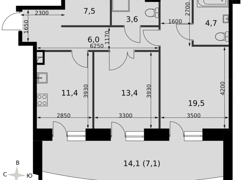 Apartamento 2 habitaciones 73 m² North-Western Administrative Okrug, Rusia