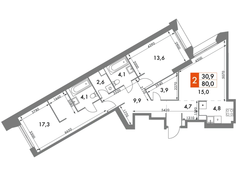 Wohnung 2 Zimmer 80 m² Konkovo District, Russland