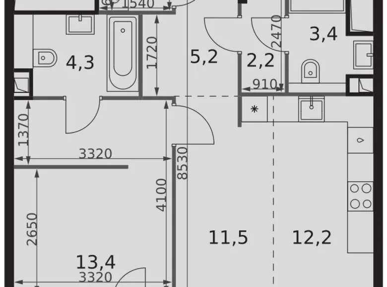 Wohnung 2 zimmer 55 m² Moskau, Russland