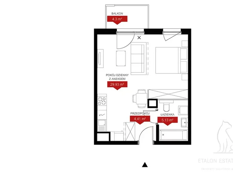 Квартира 2 комнаты 39 м² Познань, Польша