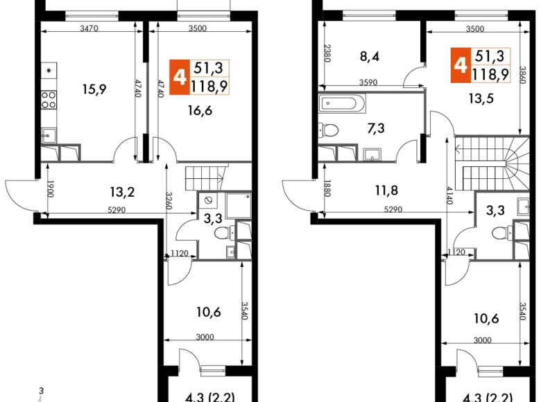 Квартира 4 комнаты 119 м² Развилка, Россия