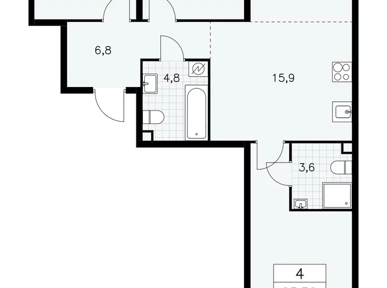 Mieszkanie 4 pokoi 83 m² poselenie Sosenskoe, Rosja