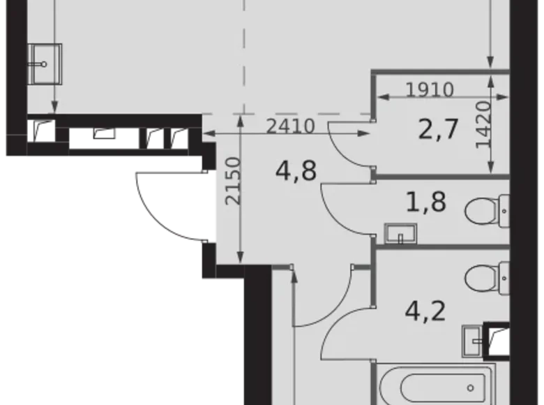 Appartement 2 chambres 76 m² Konkovo District, Fédération de Russie