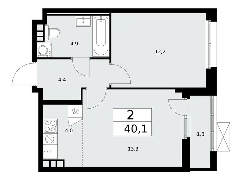 Apartamento 2 habitaciones 40 m² Moscú, Rusia