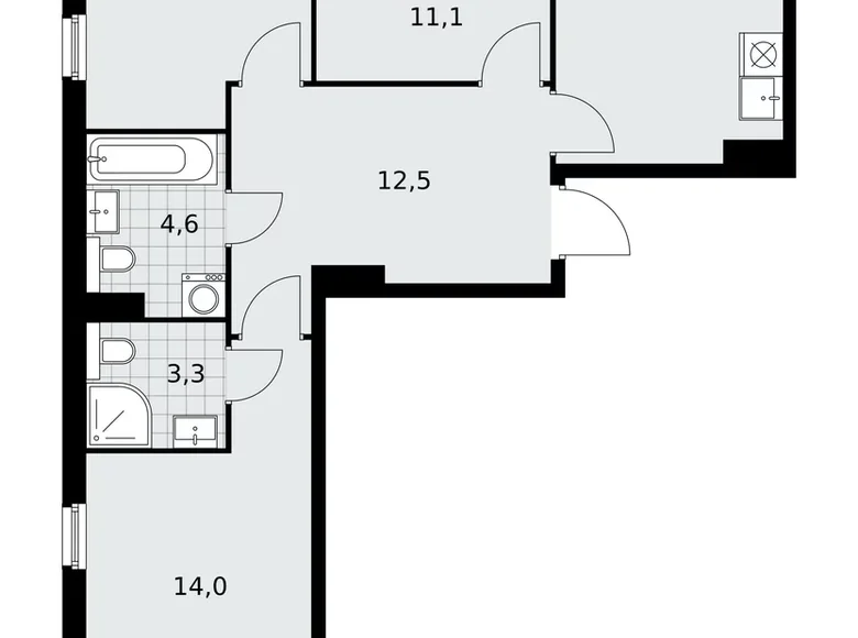 Wohnung 3 Zimmer 73 m² poselenie Sosenskoe, Russland