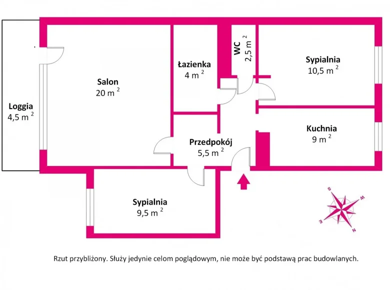 Appartement 3 chambres 61 m² Varsovie, Pologne