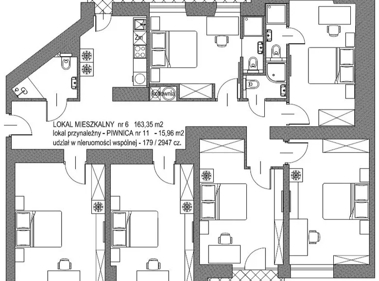 Apartamento 6 habitaciones 163 m² Cracovia, Polonia