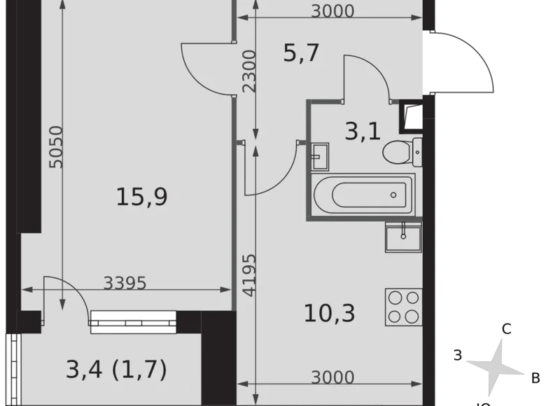 Mieszkanie 1 pokój 37 m² Moskwa, Rosja