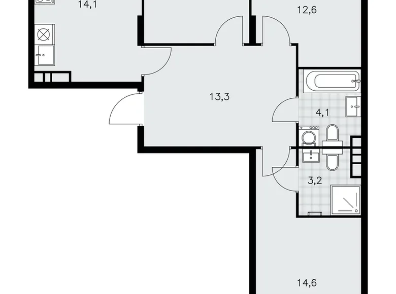 Mieszkanie 3 pokoi 74 m² poselenie Sosenskoe, Rosja