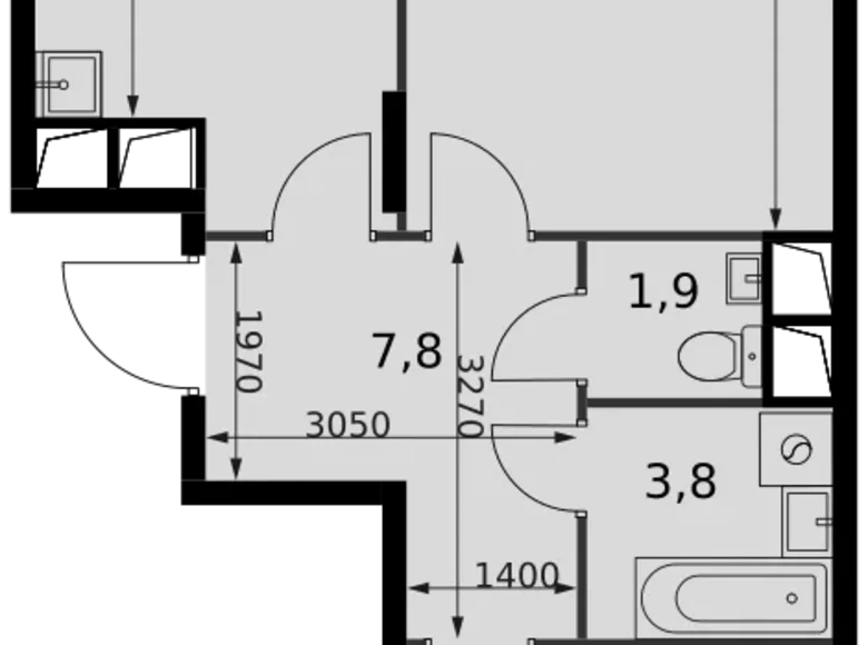 2 room apartment 60 m² Razvilka, Russia