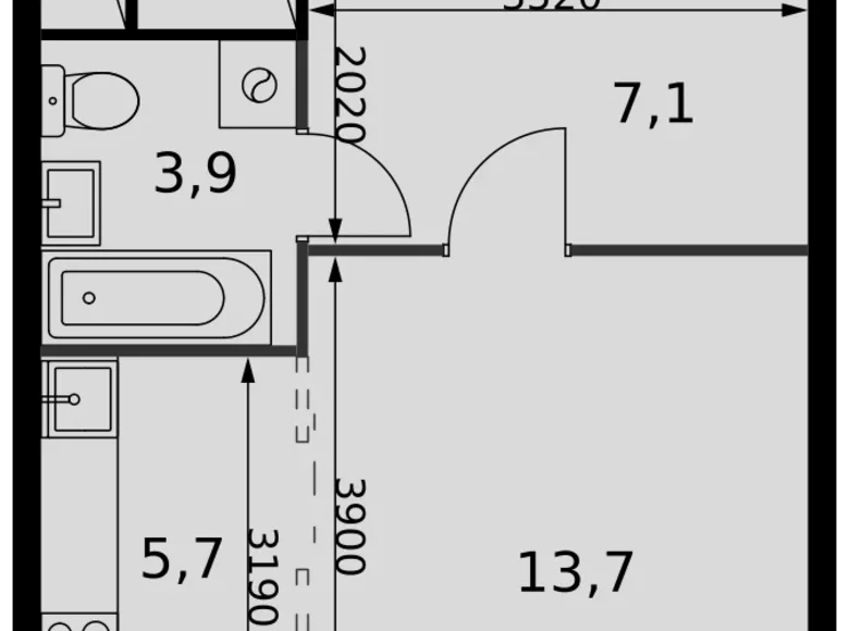 Студия 1 комната 30 м² Развилка, Россия