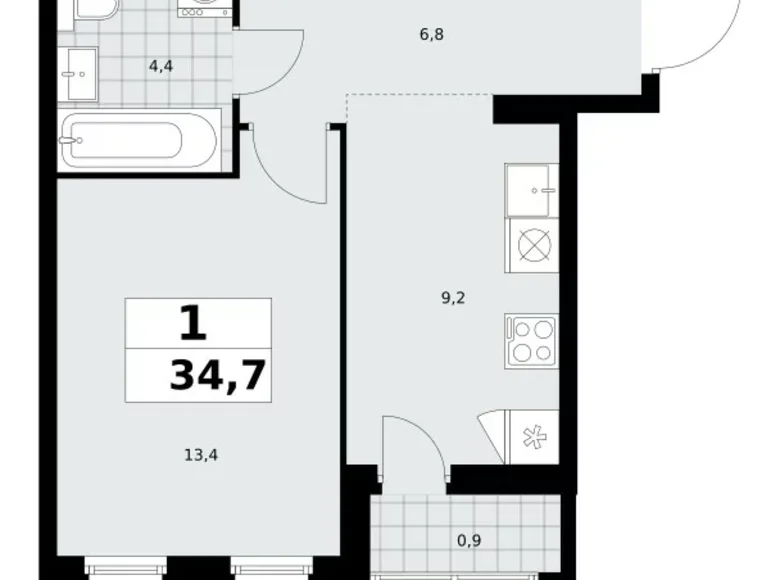 Mieszkanie 1 pokój 35 m² poselenie Sosenskoe, Rosja