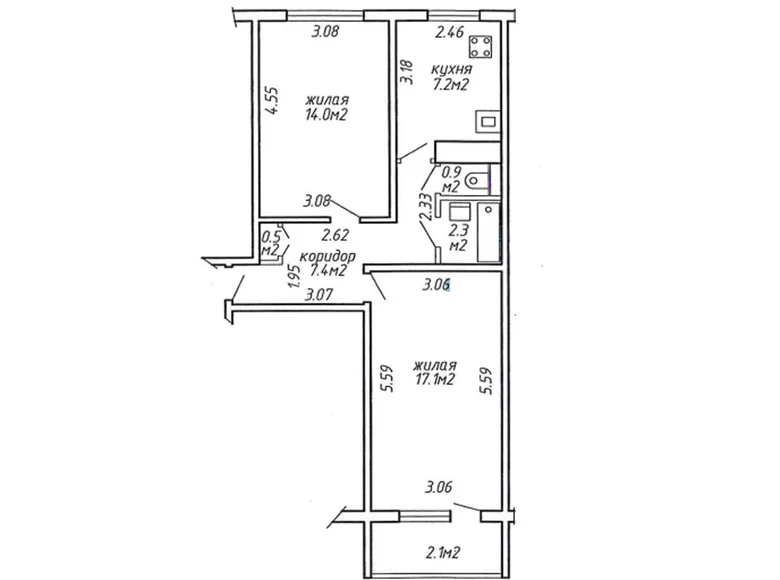 Wohnung 2 zimmer 49 m² Minsk, Weißrussland