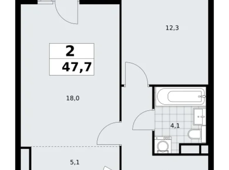 Appartement 2 chambres 48 m² poselenie Sosenskoe, Fédération de Russie