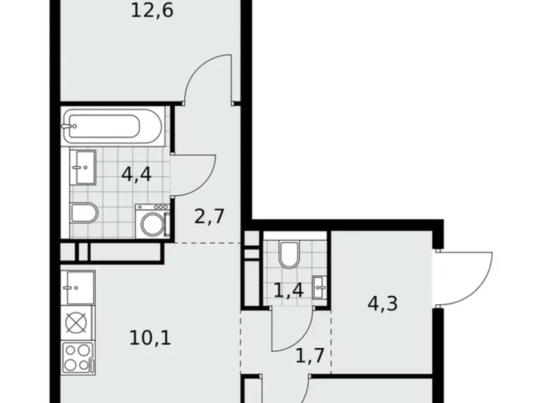 Apartamento 3 habitaciones 59 m² poselenie Sosenskoe, Rusia