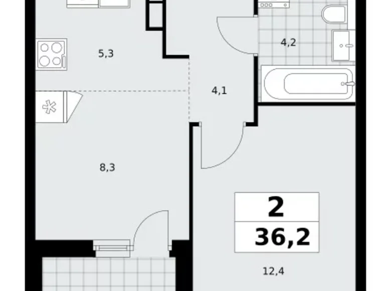 Wohnung 2 Zimmer 36 m² Moskau, Russland