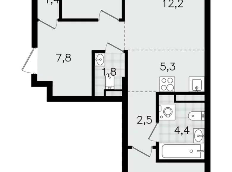 Appartement 3 chambres 63 m² Vsevolozhsk, Fédération de Russie