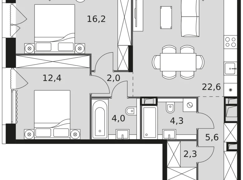 Apartamento 2 habitaciones 69 m² Rostokino District, Rusia