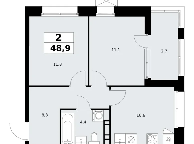 Wohnung 2 zimmer 49 m² poselenie Sosenskoe, Russland