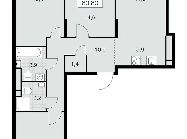 Wohnung 4 Zimmer 81 m² Südwestlicher Verwaltungsbezirk, Russland
