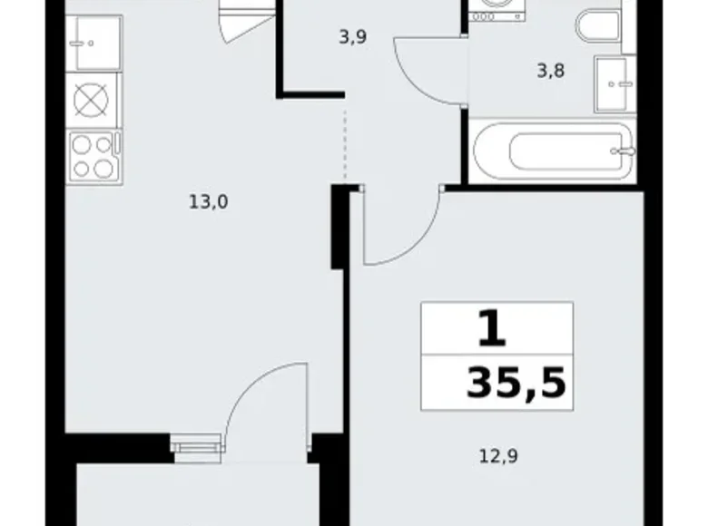 Mieszkanie 1 pokój 36 m² poselenie Sosenskoe, Rosja