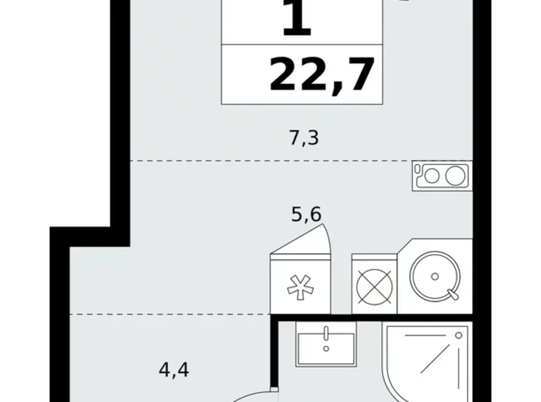 Appartement 1 chambre 23 m² poselenie Sosenskoe, Fédération de Russie