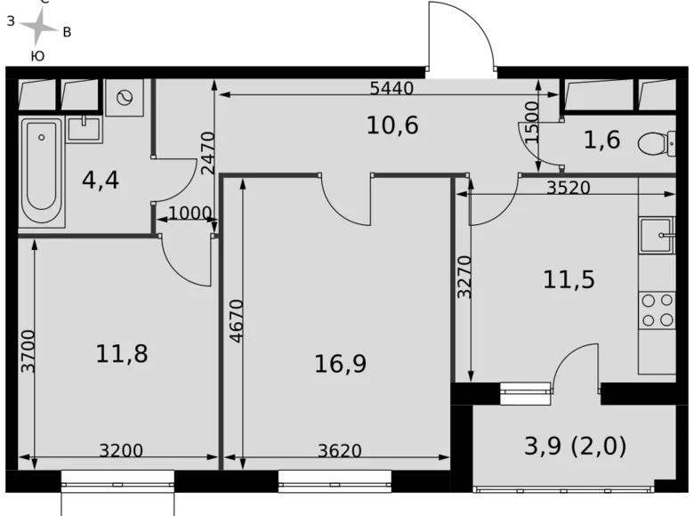 Квартира 2 комнаты 59 м² Развилка, Россия