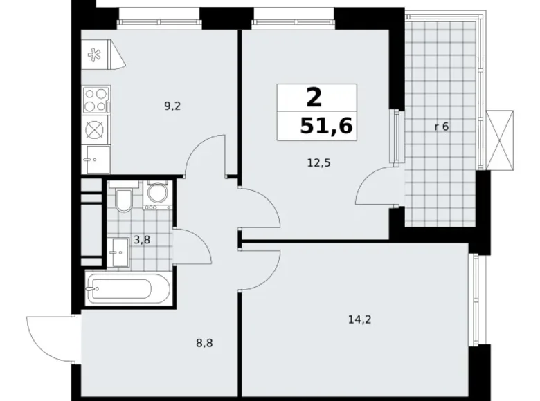 Wohnung 2 zimmer 52 m² poselenie Sosenskoe, Russland