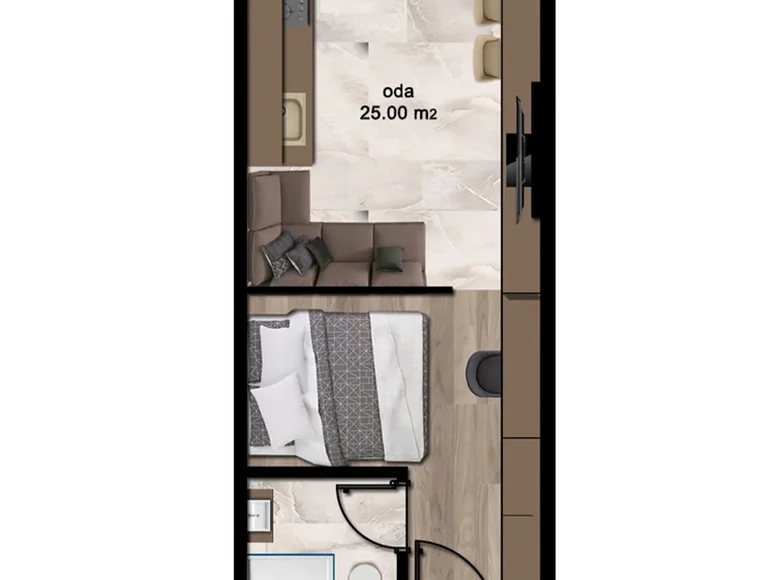 1 room apartment 35 m² Elvanli, Turkey