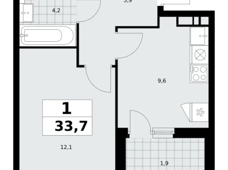 Mieszkanie 1 pokój 34 m² Moskwa, Rosja