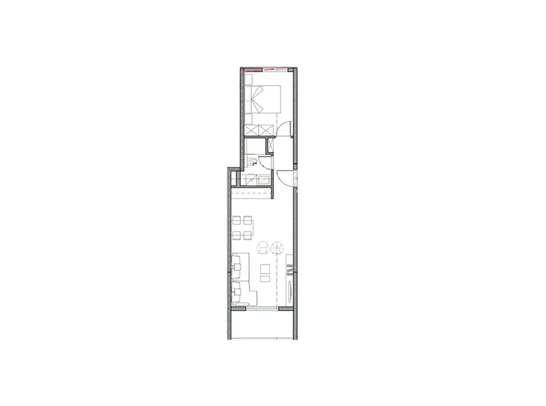 Квартира 1 комната 43 м² Будва, Черногория