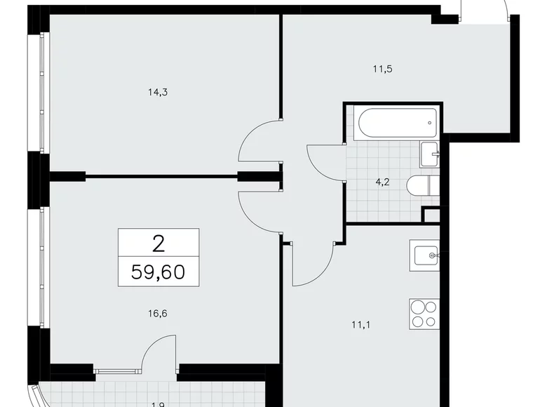 Apartamento 2 habitaciones 60 m² Moscú, Rusia