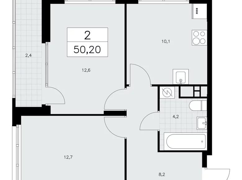 2 room apartment 50 m² poselenie Sosenskoe, Russia