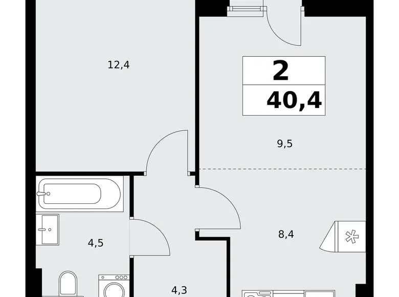 Mieszkanie 2 pokoi 40 m² poselenie Sosenskoe, Rosja