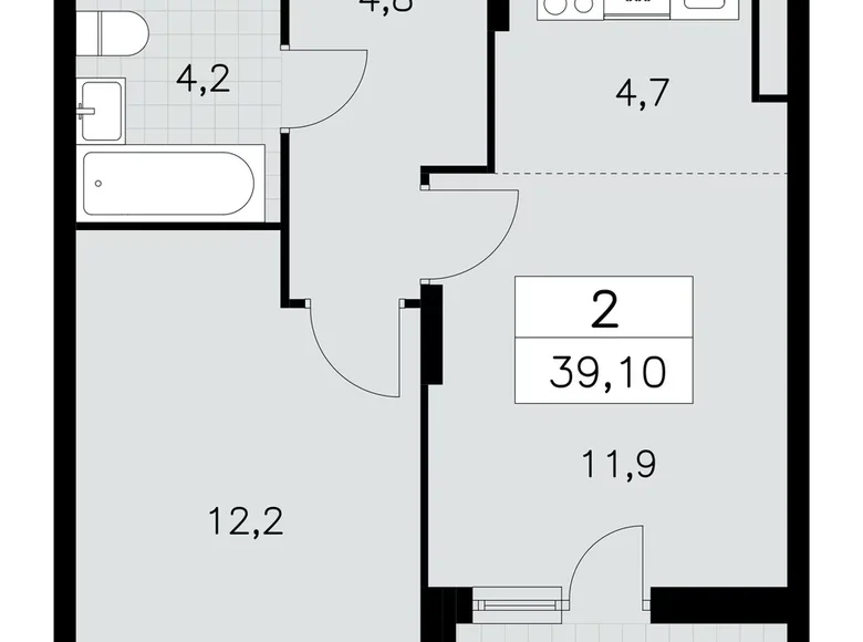 Appartement 2 chambres 39 m² poselenie Sosenskoe, Fédération de Russie