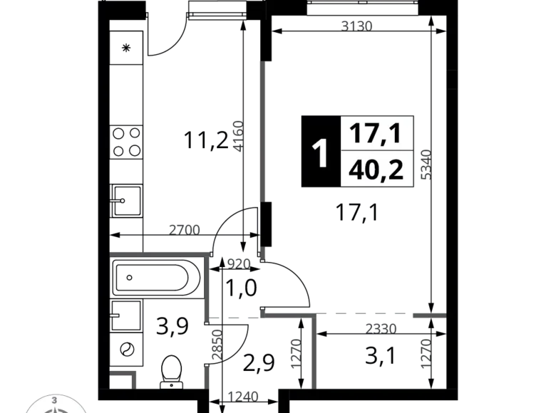 Appartement 1 chambre 40 m² Khimki, Fédération de Russie