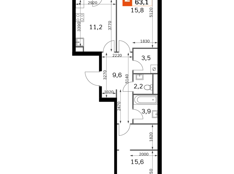 Wohnung 2 zimmer 63 m² Moskau, Russland