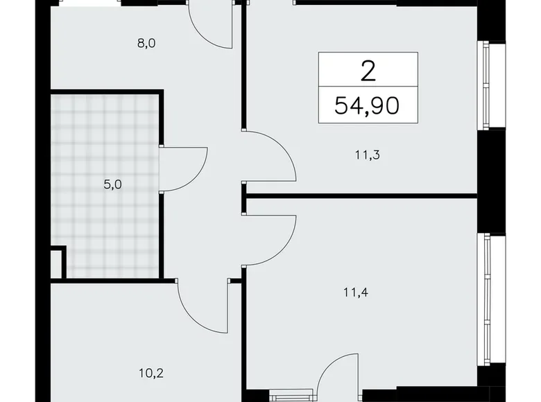 2 room apartment 55 m² Krasnoye Selo, Russia