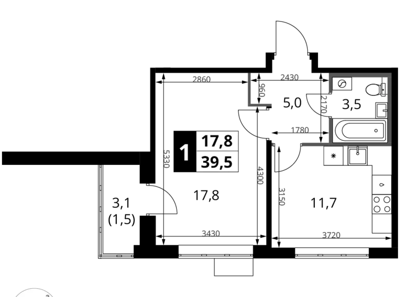 Appartement 1 chambre 40 m² Khimki, Fédération de Russie