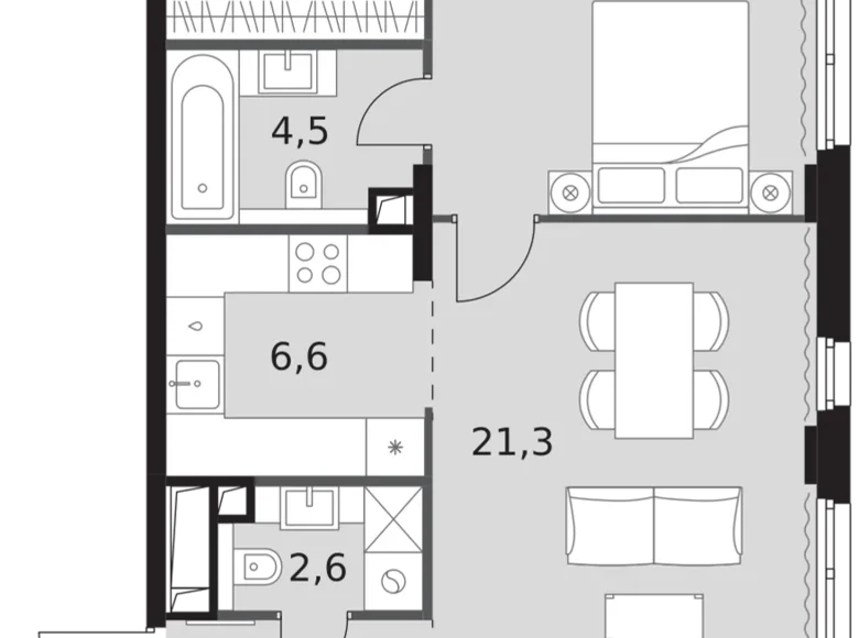 Apartamento 2 habitaciones 57 m² North-Western Administrative Okrug, Rusia