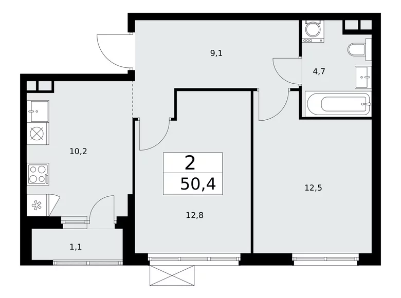 Wohnung 2 Zimmer 50 m² poselenie Sosenskoe, Russland