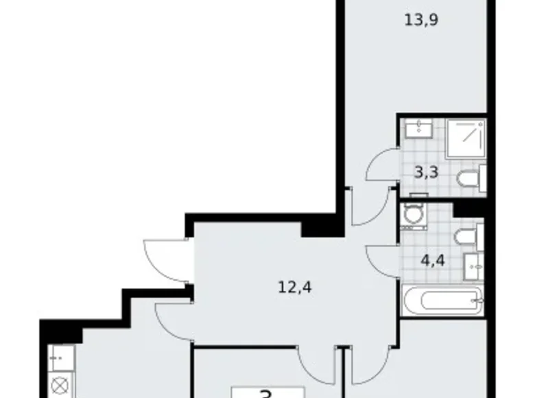 Apartamento 3 habitaciones 72 m² Troitsk, Rusia